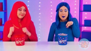 Холодное vs Горячее и Красное против Синего # Едим продукты одного цвета 24 часа Multi DO Challenge
