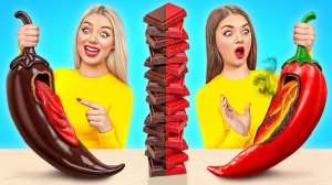 Челлендж. Шоколадная Еда vs Настоящая еда # Смешные Cитуации от Jelly DO Challenge