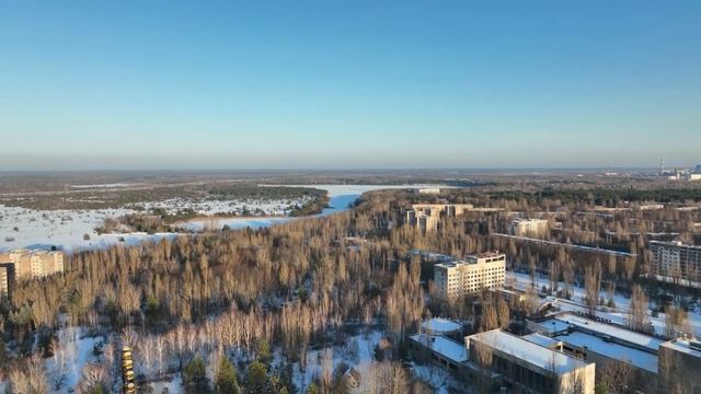 03 - Чернобыль 2023. Зимняя Припять и завод Юпитер с высоты птичьего полета