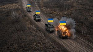 Российская крылатая ракета Ту-160 уничтожила украинский конвой (чрезвычайно жестокое видео).