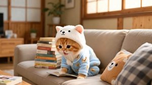 Папа-кот возвращается в гости к маме-коту и рыжему котенку 🏠❤️ #Смешные видео о кошках