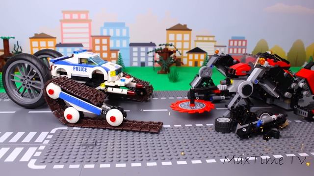 LEGO Trains Крутой железнодорожный переезд и полицейские машины в деле! смотреть онлайн