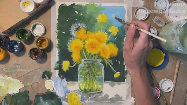 Рисуем букет одуванчиков лего и красиво!💐 смотреть онлайн