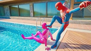 Для детей: GTA 5 водные тряпичные куклы Человек-паук прыгаетпадает. Эпизод 47