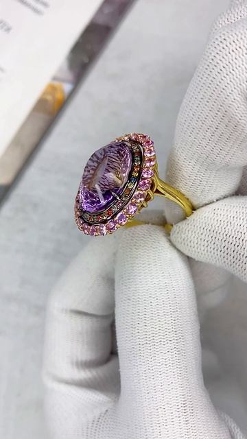 Кольцо с аметрином, аметистами и корундами арт: К0104202601