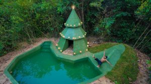 Постройте зеленый дом на дереве с зеленым бассейном с помощью Jungle Survival