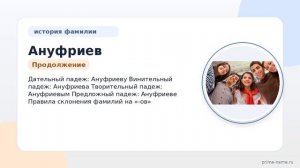 Фамилия Ануфриев: происхождение, значение и склонение