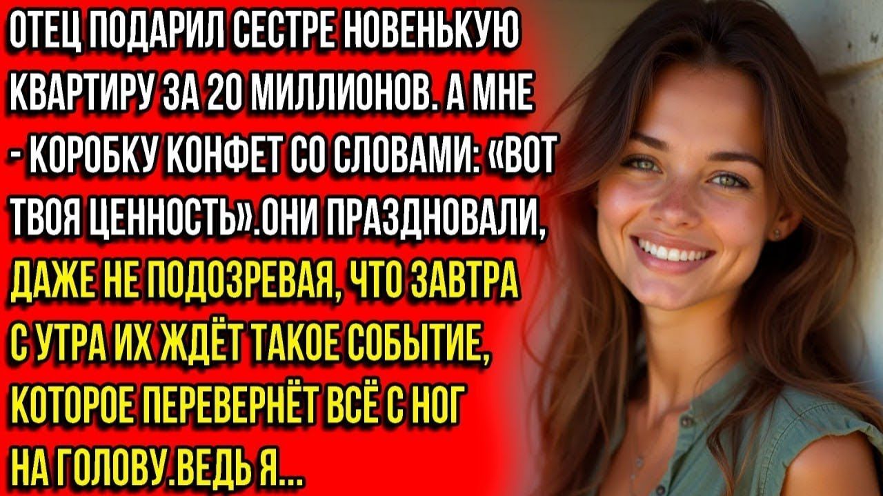 Отец подарил сестре квартиру, а мне — коробку конфет со словамиВот твоя ценность, лохудра.Но утром. смотреть онлайн