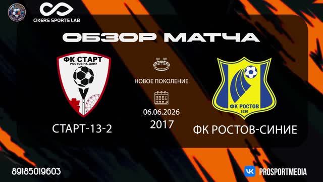 06.06 Летнее первенство Старт-13-2-ФК Ростов-Синие (1:6) 2017 г.р. Новое Поколение смотреть онлайн
