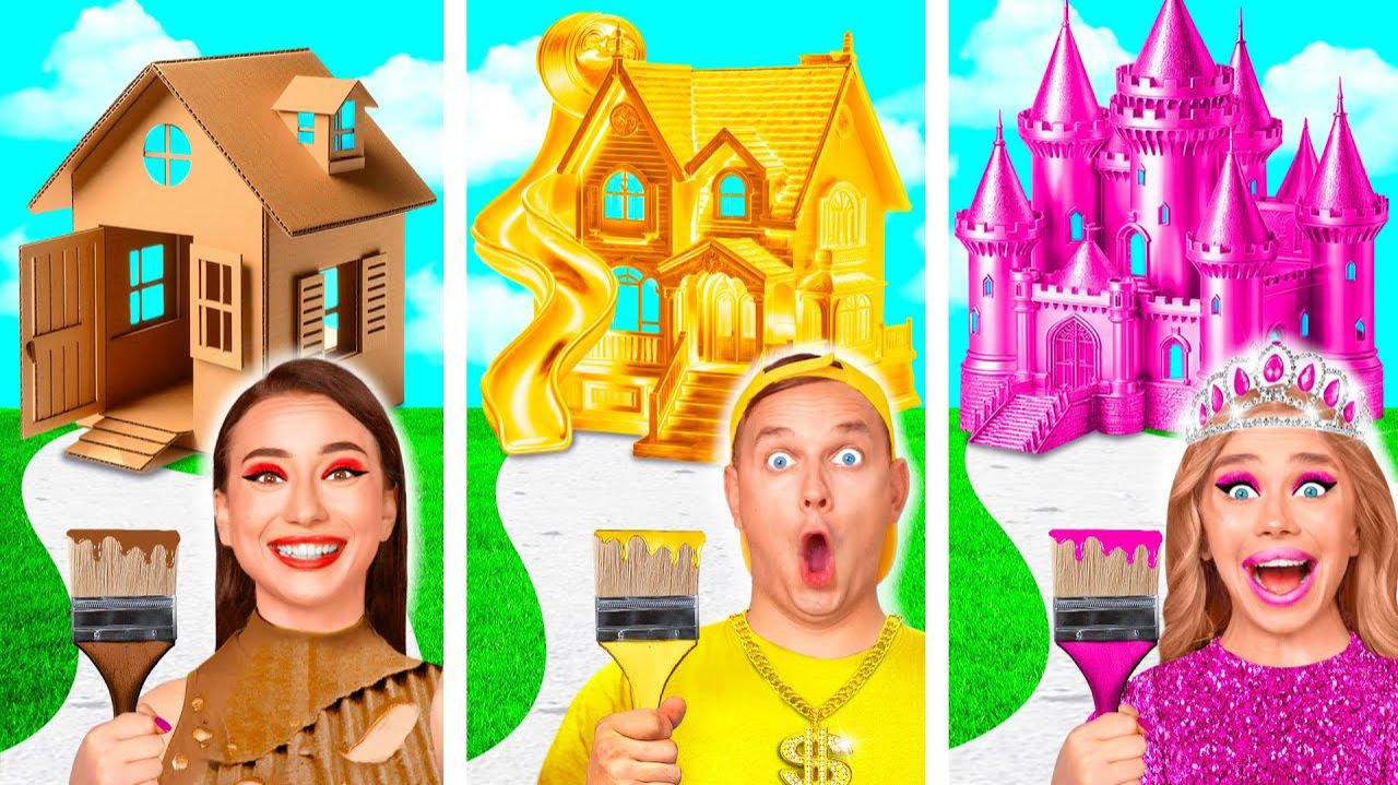 Домики Одного Цвета Челлендж # Бедная vs Богатая vs Ультра Богатая от Fun Challenge смотреть онлайн