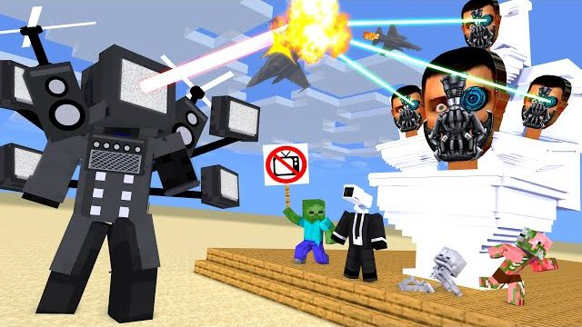 ГИГАНТСКИЙ ТЕЛЕВИЗОРНЫЙ БОСС СКИБИДИ В ИГРЕ TOILET CHALLENGE — анимация Minecraft
