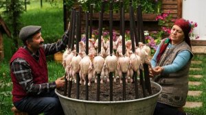 Приготовление фаршированной курицы под железным куполом. Жизнь в Азербайджане