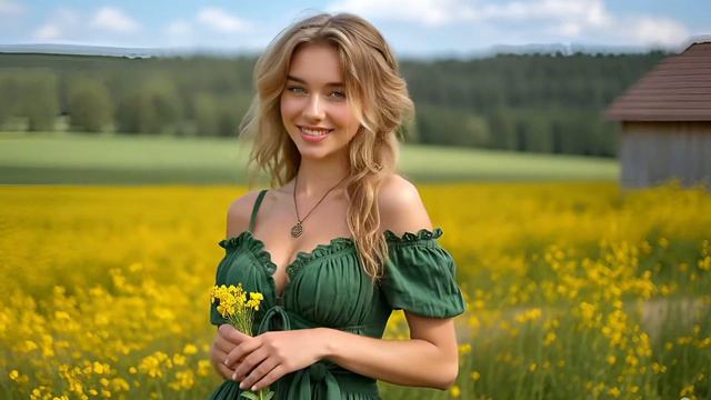 деревенская Красивая девушка в красивом платье летом смотреть видео смотреть онлайн