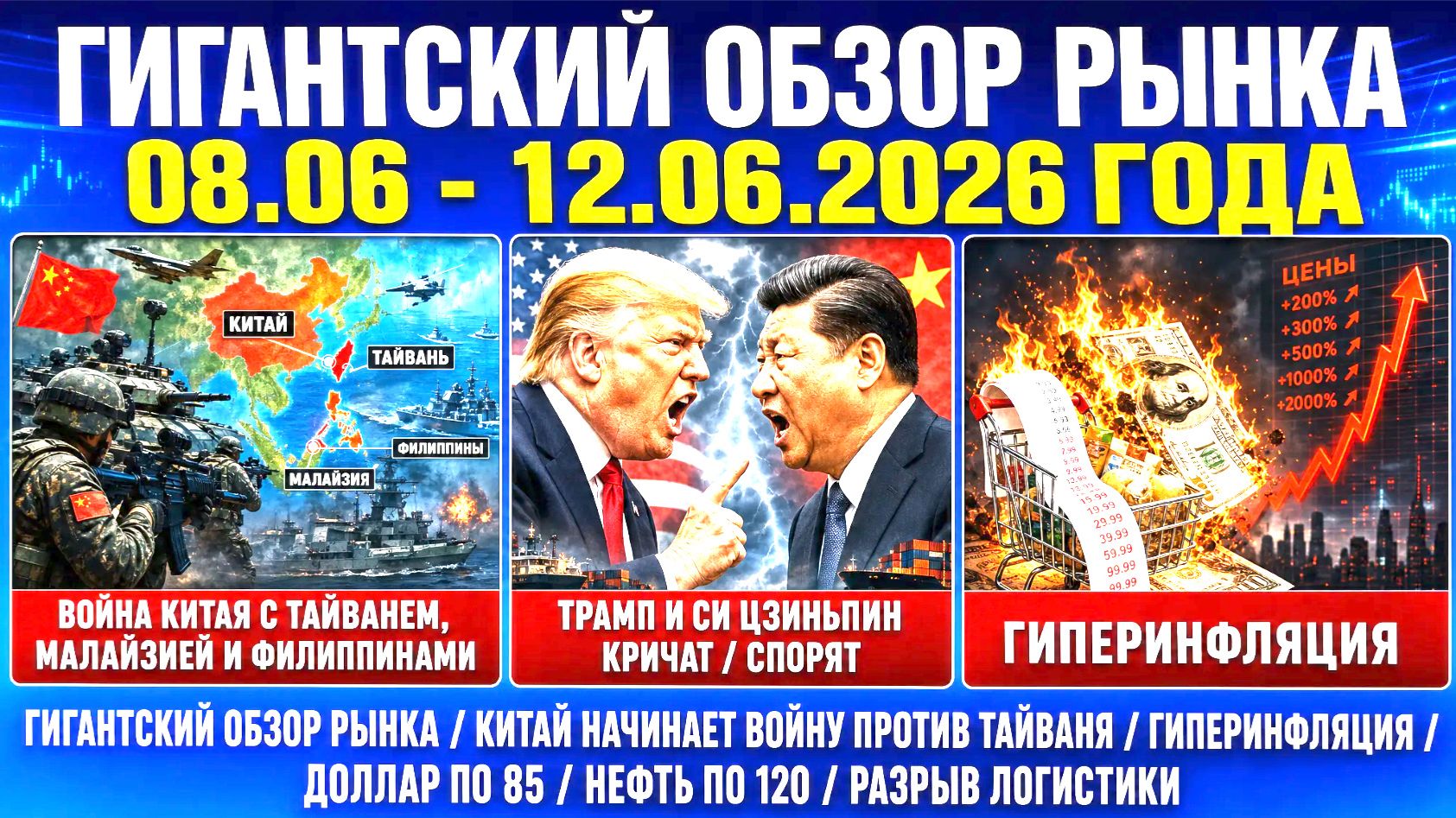 Гигантский обзор рынка / КИТАЙ НАЧИНАЕТ ВОЙНУ ПРОТИВ ТАЙВАНЯ / Гиперинфляция!!! Разрыв логистики!!! смотреть онлайн