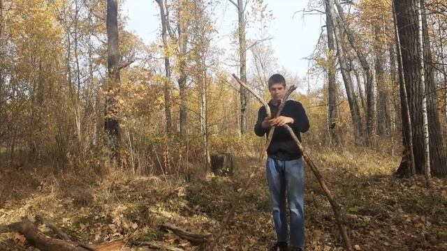 выживание в лесу, построил шалаш часть 5