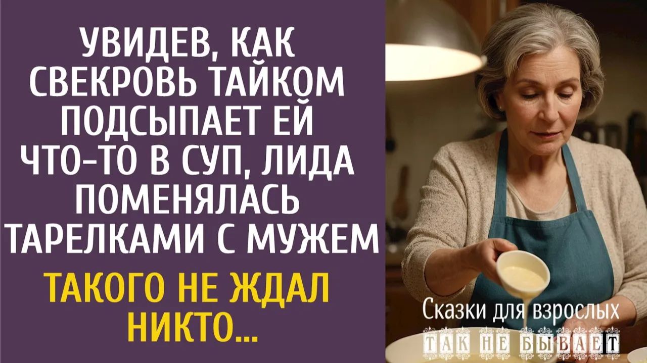 Истории из жизни: Увидев, как свекровь тайком подсыпает ей что-то в суп, Лида поменялась тарелками… смотреть онлайн