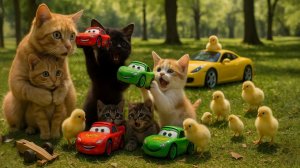 Котенок и мама-кошка строят для птенцов кирпичный домик мечты 🐱🐣 #Эмоциональные и забавные моменты
