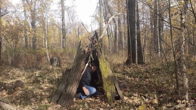 выживание в лесу, построил шалаш часть 10
