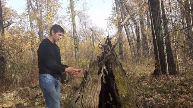 выживание в лесу, построил шалаш часть 9