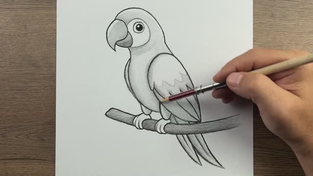 Как нарисовать птицу — пошаговый урок рисования — как нарисовать попугая смотреть онлайн