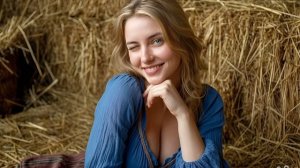Деревенская Зрелая Девушка на сеновале