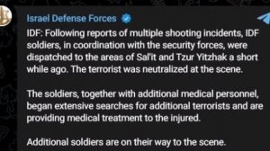 ‼️🇮🇱🏴☠️ Стрельба в Израиле,есть погибшие и раненые