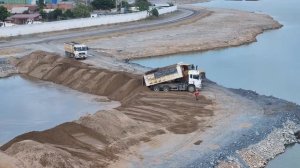 Project Connected!! The Best Dump Truck SHACMAN Unloading Stone With Bulldozer SHANTUI Push Stone