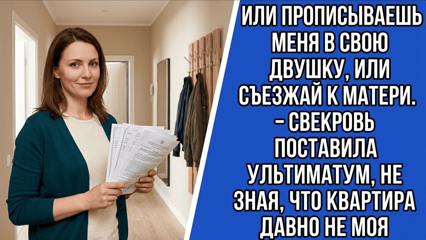Или прописываешь меня в свою двушку, или съезжай к матери. — Свекровь поставила ультиматум, не зная