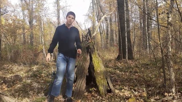 выживание в лесу, построил шалаш часть 11