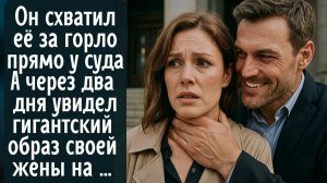 Он схватил её за горло прямо у суда. А через два дня увидел гигантский образ своей жены прямо на …