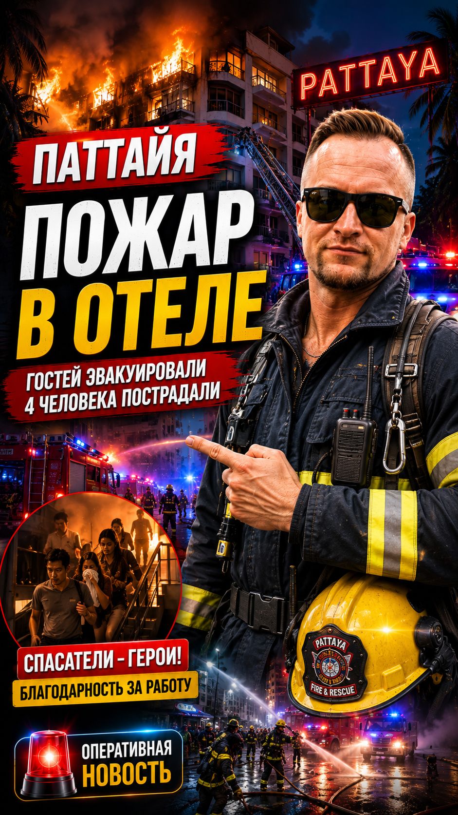 В ПАТТАЙЕ ЧЕТЫРЕ ЧЕЛОВЕКА ПОСТРАДАЛИ ПРИ ПОЖАРЕ В ОТЕЛЕ #новости #новостисегодня #тайланд