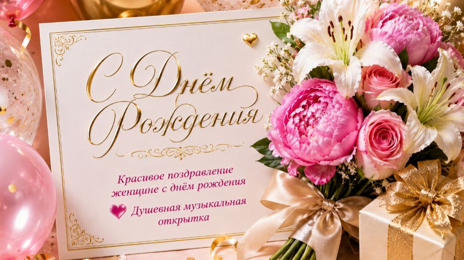 Красивое поздравление женщине с днём рождения 💖 Душевная музыкальная открытка