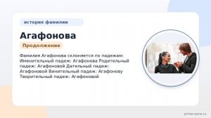 Фамилия Агафонова: происхождение, значение и склонение