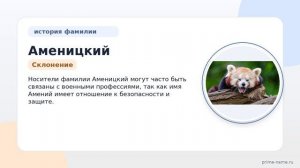 Фамилия Аменицкий: происхождение, значение и склонение