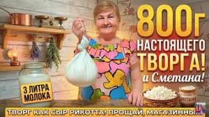 Из 3-х литров молока: 800г НАСТОЯЩЕГО ТВОРОГА и сметана! Старый деревенский рецепт в духовке