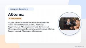 Фамилия Аболиц: происхождение, значение и склонение