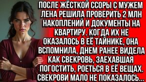 После ссоры Лена решила проверить 2 млн и документы на квартиру. Она вспомнила, что видела свекровь.