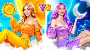 Девушка День vs Девушка Ночь! Домики одного цвета челлендж!