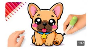КАК НАРИСОВАТЬ ПРОСТОГО И МИЛОГО ЩЕНКА БУЛЬДОГА 🐶❤️