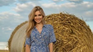 Сельская деревенская красивая блондинка
