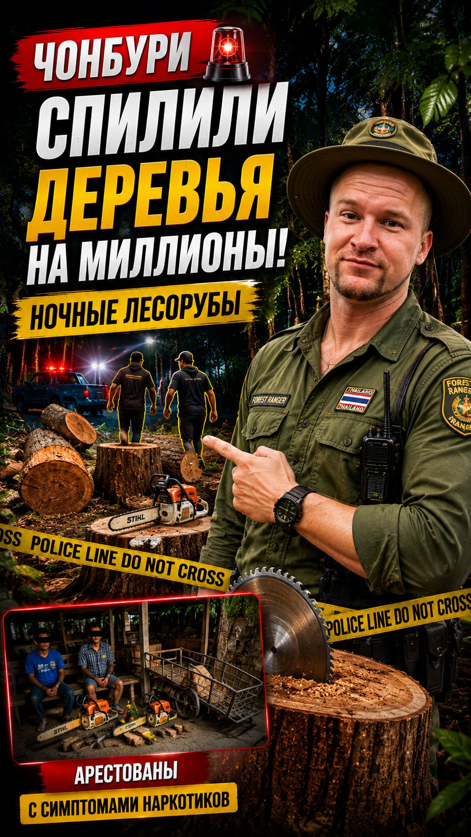 В ЧОНБУРИ НОЧЬЮ СПИЛИЛИ РЕДКИЕ ДЕРЕВЬЯ РАДИ ДОРОГОЙ ДРЕВЕСИНЫ #новости #новостисегодня #тайланд