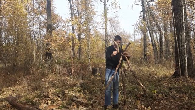 выживание в лесу, построил шалаш часть 6