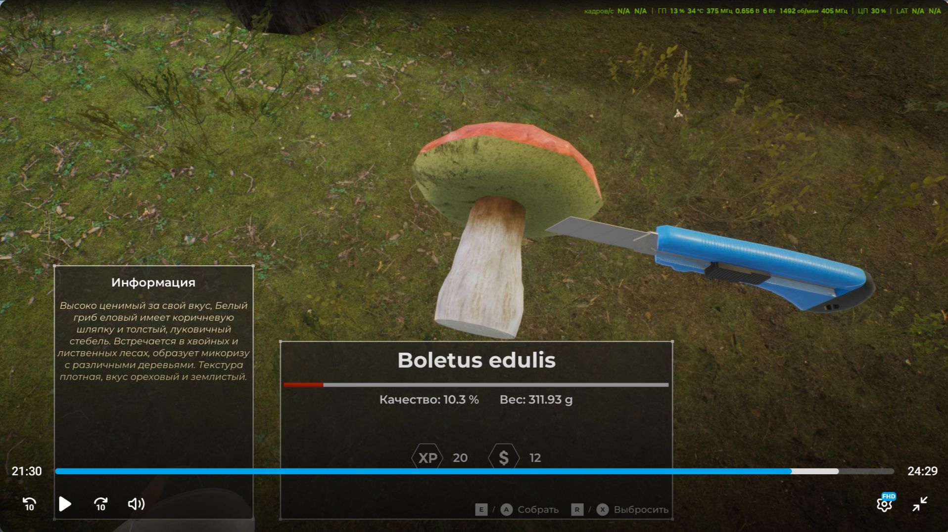 Mushroom hunter world.#5-Старый карьер-Задача 4:"Собрать 3 шт:Boletus edulis".Прохождение.