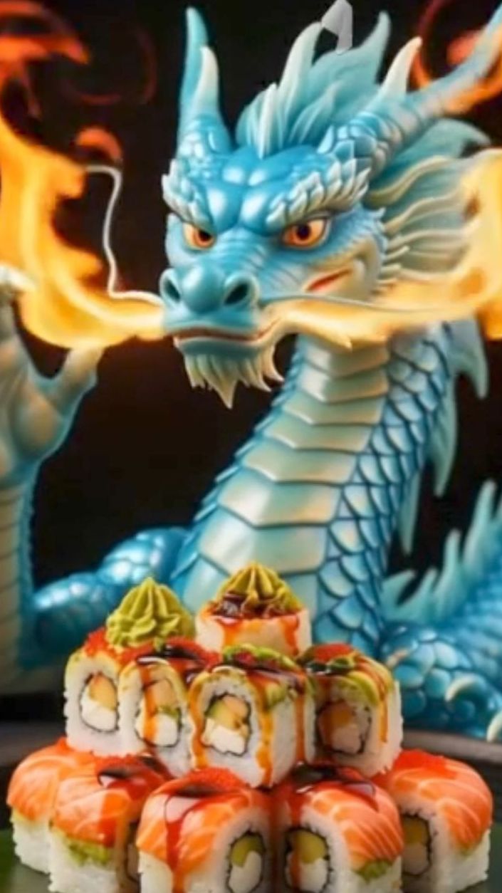 А вы любите роллы? 🍣🥢🐲 #ИИ #сказочныеживотные #магия #фэнтези #мистика #позитив