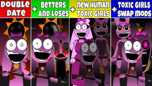 Sprunki Double Date – Betters and Loses, Swap Mods, New Human & Toxic Girls Crazy Party Fan Mod