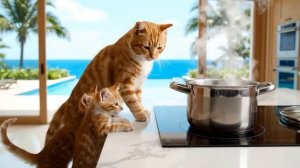 Гонки по ферме# мама-кошка и котята соревнуются в картинге!🏁🐱🐔