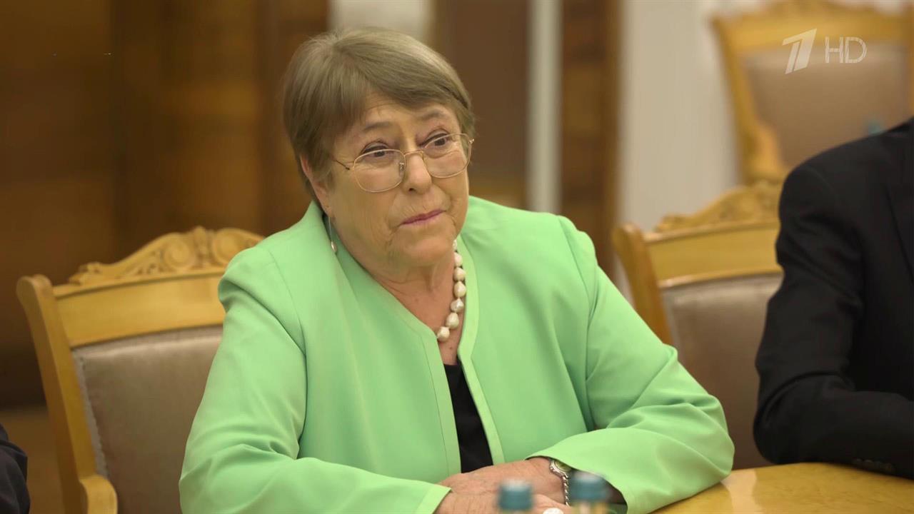 Глава МИД Сергей Лавров встретился с кандидатом на пост Генсека ООН Мишель Бачелет. смотреть онлайн