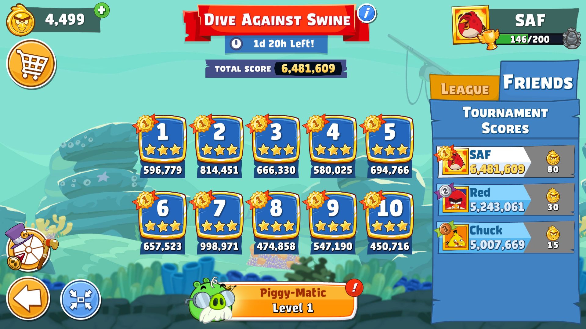 Angry Birds Friends. Dive Against Swine (08.062026). Все уровни 3 звезды. Прохождение от SAFa.