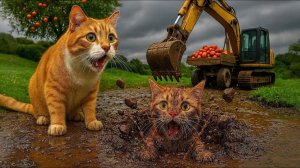 Симпатичное кошачье хозяйство – мама-кошка и котенок выращивают черешню 🐾🍒🐈
