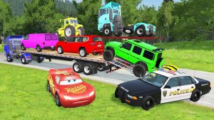 МАШИНКИ МУЛЬТИКИ Грузовик Маквин везет машины через ямы в BeamNG.Drive 💥🚚